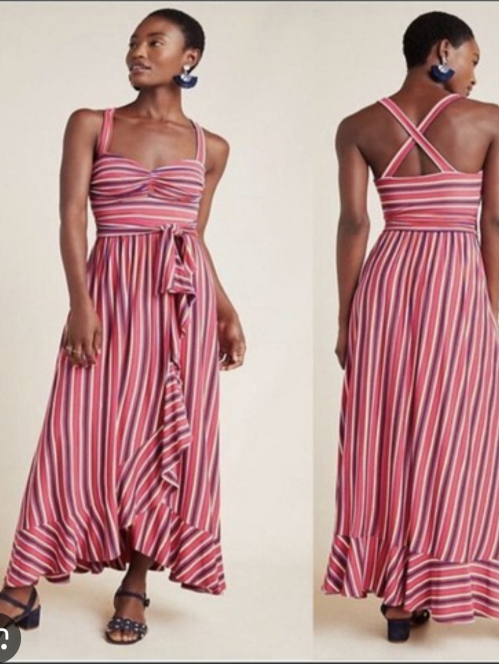 AnthropologieAnthropologie Gabriela Striped Ruched Maxi Dress Small